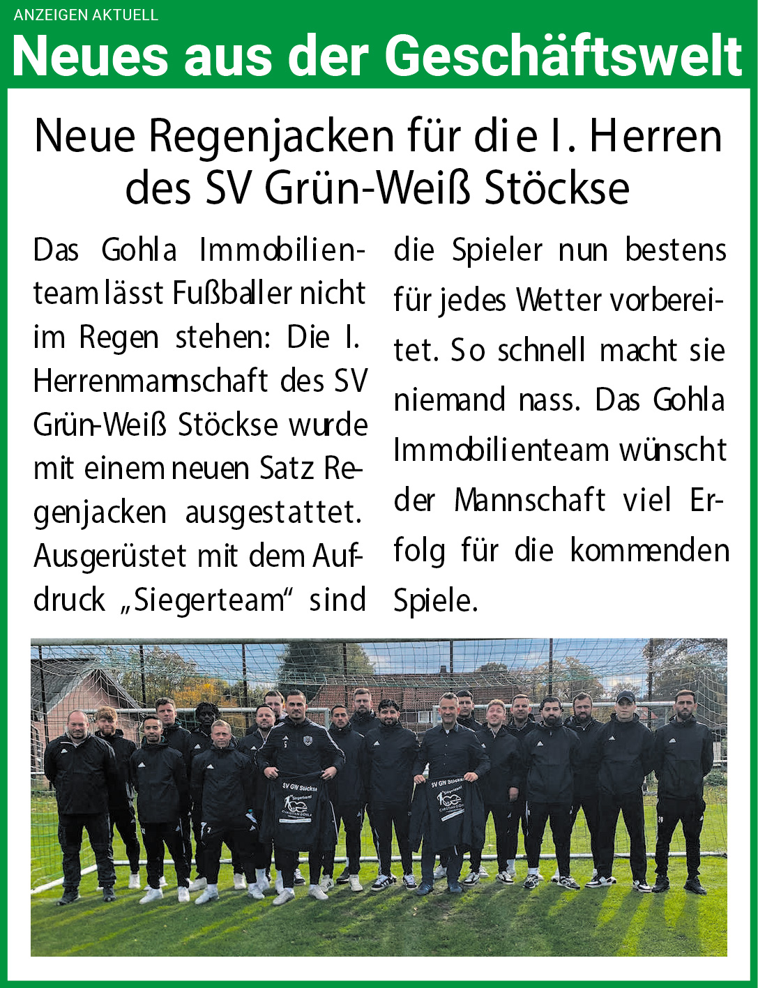 HamS SV GW Stoeckse Sponsoring Presse