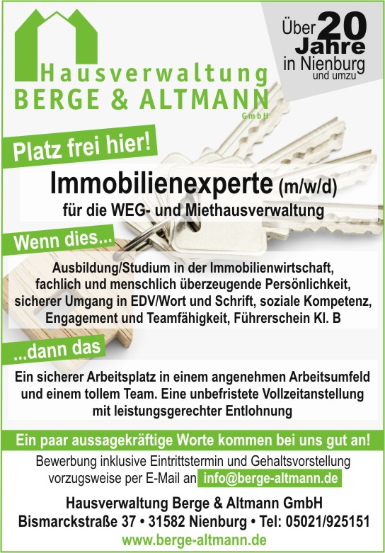 Berge & Altmann sucht Verstärkung